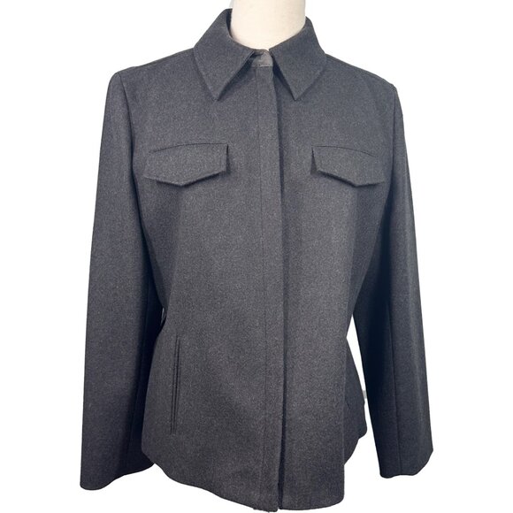 J.Crew Women's Petite Wool Jacket Size L Gray Zip Front Lined Coat RN77388 - Picture 1 of 8